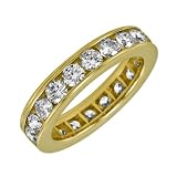  : 14k Yellow Gold Channel Set Diamond Eternity Band (3 cttw, H-I Color, SI2 Clarity), Size 4.5
