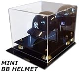 Deluxe Acrylic Mini Baseball Helmet Display - With Mirror