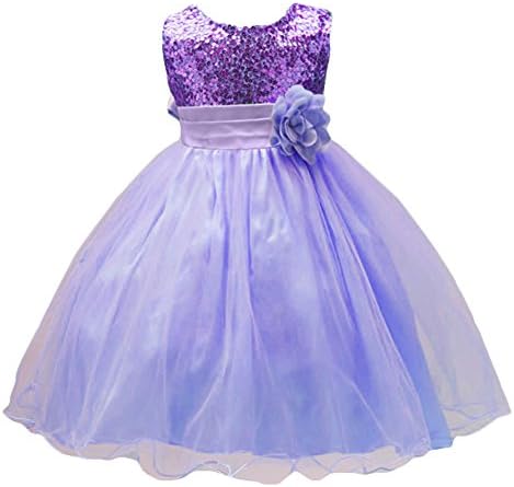 Asture Girls'Flower Party Wedding Gown Bridesmaid Tulle Ruffle Dress (130(Age:7-8Y), purple)