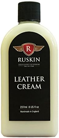 Ruskin Leather Cream &amp; Conditioner - Stop Leather Cracking, Fading &amp; Drying Out - New Leather Smell - 8oz Non Toxic, Solvent Free - Leather Conditioner for Leather Car Seats &amp; Interiors, Handbags, Shoes, Furniture, Saddles and More - Free Multicell Application Cloth.