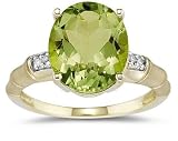 3.97 Carat Peridot and Diamond Ring in 14K Yellow Gold