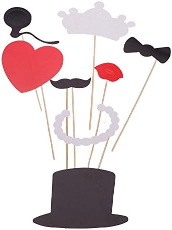8pcs Set Wedding Photo Props on a Stick Mask Beard Mustache Hat Crown Birthday Party Decoration