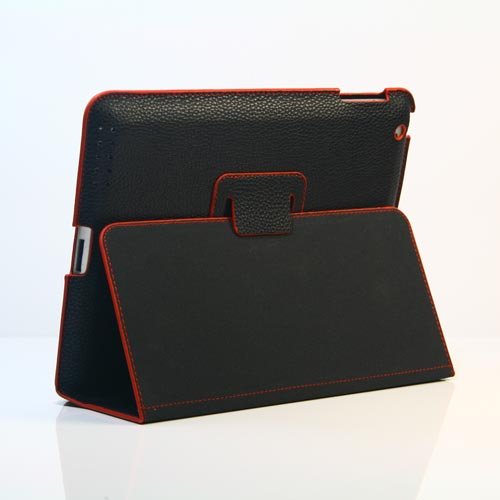 Black + Red / PU Leather Case/ Flip Stand Case 