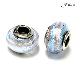 Soft Cerulean and Fuchsia Linens Murano Glass Bead- Fiora Italian Charms