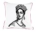 Room Service Hollywood Regency British Queen Pillow, 20-inch x 20-inch, White/Black/Pink