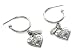 Adorable Tutti Fruti Heart Crown Charm Hoop Earrings Silver Tone