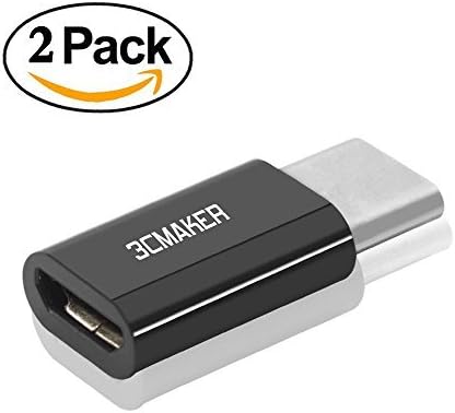 (3CMaker) USB-C to Micro USB Adapter Type C Male to USB micro B Female Supported Type-C Devices-Black(2pack)