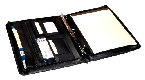 Royce Leather Zip Around Binder Portfolio - Black