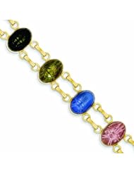 Genuine 14K Yellow Gold 7 Stone Scarab Bracelet 7 Grams Of Gold 100% Satisfaction Guaranteed.