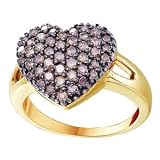 1 Carat Chocolate Diamond 14k Yellow Gold Large Heart Right Hand Ring