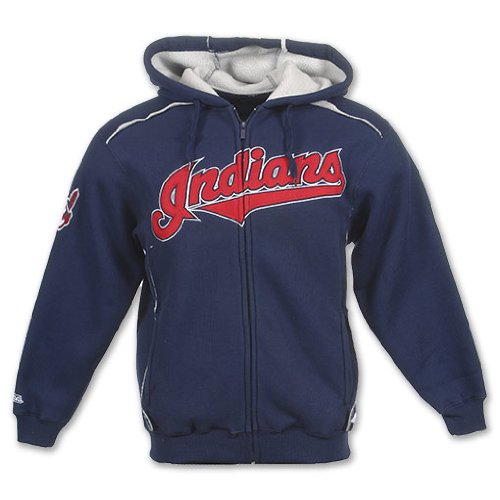 DYNASTY APPAREL INDUSTRIES Dynasty Men's Cleveland Indians Sherpa Fleece Jacket, Navy