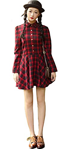 ワンピース チェック 格子 タータンチェック レトロ デート カジュアル セクシー キュート エレガンス レディース 秋物 冬物 可愛いスカーフ付き R479