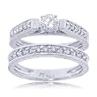 Diamond Engagement Ring & Wedding Band Set in 14K White Gold