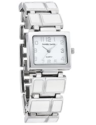 Daniel David Womens HA0467 - Casual Watch - White & Silver-tone Self-Adjustable Links