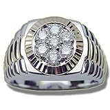Gents 14 Kt Two Tone Rolex Diamond Cluster Mens Ring. Diamonds total .48 Ct H-I Color SI1 Clarity. Size #11.