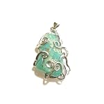 Chrysoprase Pendant 02 Wire Wrapped Silver 18kgp Green Crystal Healing Stone 1.5