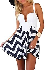 Summer Polyester Striped Print Skater Dress/Party Dress/Mini Dress 