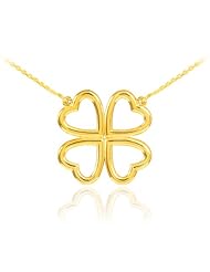 14k Gold Four-Leaf Heart Clover Necklace
