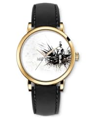 SPRAWL Aanalog Fashion Series Gold Ladies Watches of Genuine Black Leather Strap,Unique Wrist Watch for Women Girls Designed with A dreamer