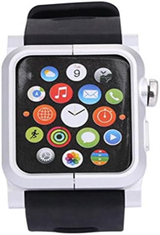 AKSAS Aluminum Silicone Sport watch band for Apple watch 38MM (Silver)