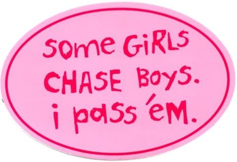 Runners Large Oval Car Sticker (Some Girls Chase Boys)