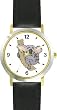 Cartoon Koala Bear Animal - WATCHBUDDY&reg; DELUXE TWO-TONE THEME WATCH - Arabic Numbers - Black Leather Strap-Children's Size-Small ( Boy's Size & Girl's Size )