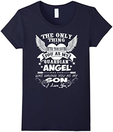 Women's My Son Is My Guardian Angel Shirt. Angel Son Small Navy