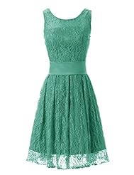 Floral Print Lace Cocktail Short Scoop Neck Bridesmaid Dress/Prom Dress 
