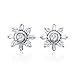 14k White Gold Round and Baguette Diamond Earrings title=