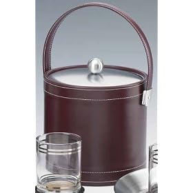 Kraftware 51073 Stitched Burgundy 3 Quart Stitched Ice Bucket with Stitched Handle by Kraftware