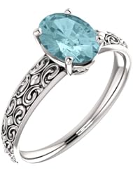 14K White Gold 8.00x6.00mm Oval Cut Mozambique Blue Paraiba Tourmaline Ring -- LIFETIME WARRANTY