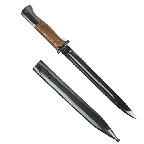 German WWII 98k Mauser Steel Bayonet and Scabbard - Wood Grips