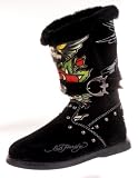 Ed Hardy - ED HARDY Christian Audigier Womens Boot Straps Tattoo Chocolate Brown