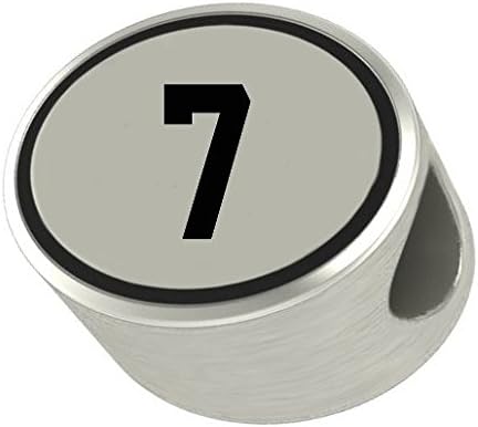 #7 Number 7 Oval Bead Charm Universal European Slide On Charm - "Classic & Original Style" Perfect For Bracelets, Necklaces, & DIY Jewelry