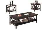 Poundex 3-Piece Coffee Table, Cappuccino