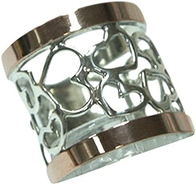 Women's 9k Rose Gold 925 Silver Band Ring Filigree Hearts Size 6