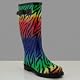 Women Rain Boots Rainbow Zebra Print