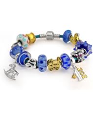 Bling Jewelry Commemorative British Royal Baby Boy Prince Charm Bracelet Blue