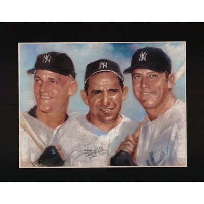 Professionally Framed New York Yankees (Mickey Mantle, Yogi Berra, Roger Maris) Sports Poster Print - 24x36 with RichAndFramous Black Wood Frame