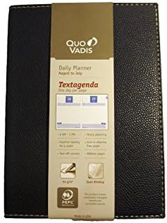 Quo Vadis Textagenda August 2016 - July 2017 Compact Daily Planner One Day Per Page 4 3/4" x 6 3/4" Plain Edge Club Cover Made in USA (Black)