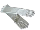 Adult 15 Long Elbow Length Lycra Satin Gloves Silver