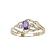 14K Yellow/White Gold 0.01 ct. Diamond and 5 x 3 MM Oval Shaped Amethyst Ring