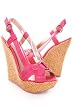 Pink Wedge Peep Toe Summer Sandals - Size 7.5m