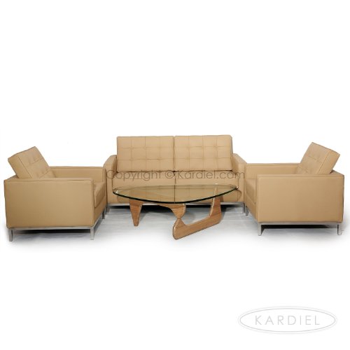 Kardiel Florence Knoll Style Set, Loveseat & 2 Chairs, Oxford Fawn Genuine Leather Kardiel Florence Knoll Style Set, Loveseat & 2 Chairs, Oxford Fawn Genuine Leather