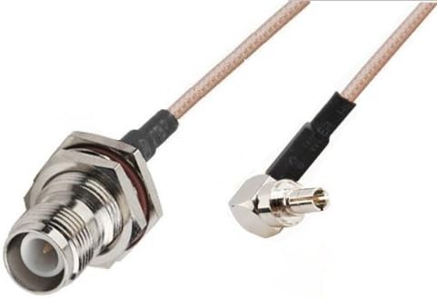 2 x RF pigtail cable RP-TNC female to CRC9 male right angle RG316 30CM