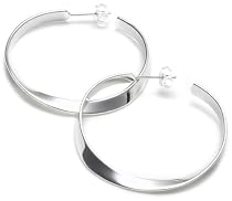Silver 37Mm Single Twist Hoop Earrings