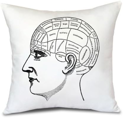 Oso and Bean 013Pi05-BWhead01 B & W Phrenology Head Pillow Cover