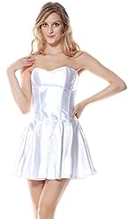 Strapless Pleated Lace-Up Polyester/Satin Corset   Waistline Fit-and-Flare  Dress