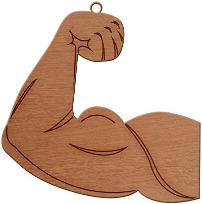 MissCraftCo Biceps Design Wooden Christmas Tree Ornament, Hanging Xmas Decor