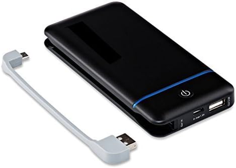 [NEW!] MaxPwR 10200mAh 2 port Pocket Sized Portable Power Bank with Indicator Lights and Dual Purpose Built in Micro USB Charging Cable for cell phones, cameras, tablets, and more! - Black